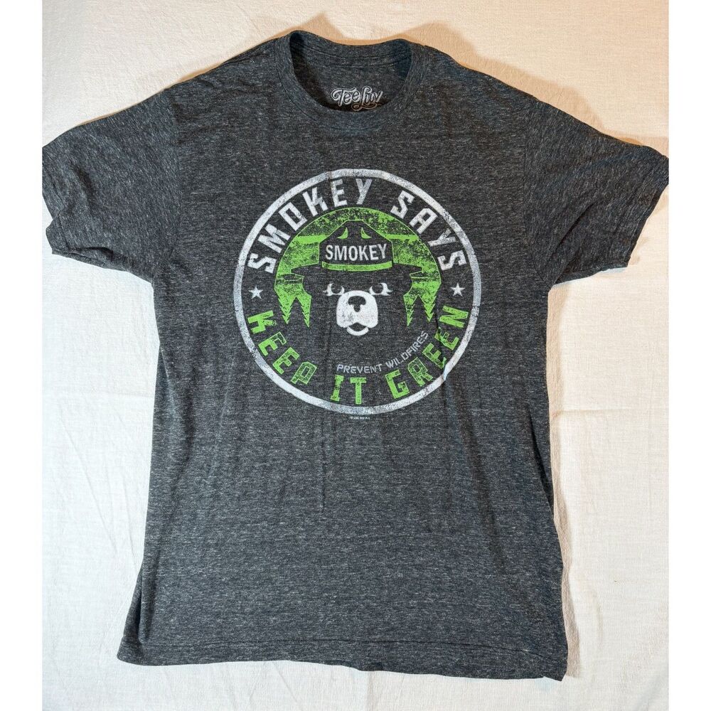 Smokey Says "Keep it Green, Prevent Wildfires" T-Shirt - Gray sz Med